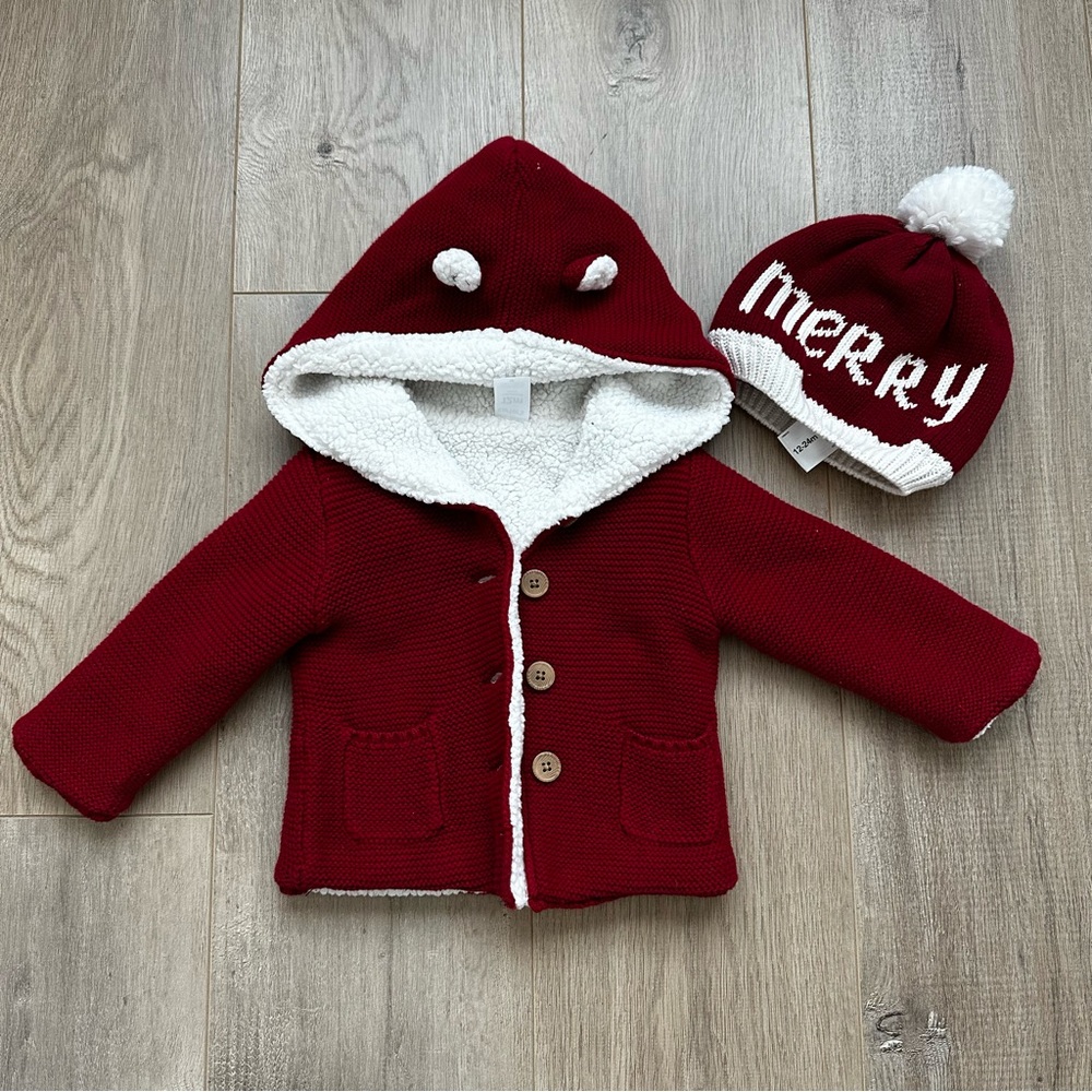 Red Hooded Jacket and Merry Hat Set